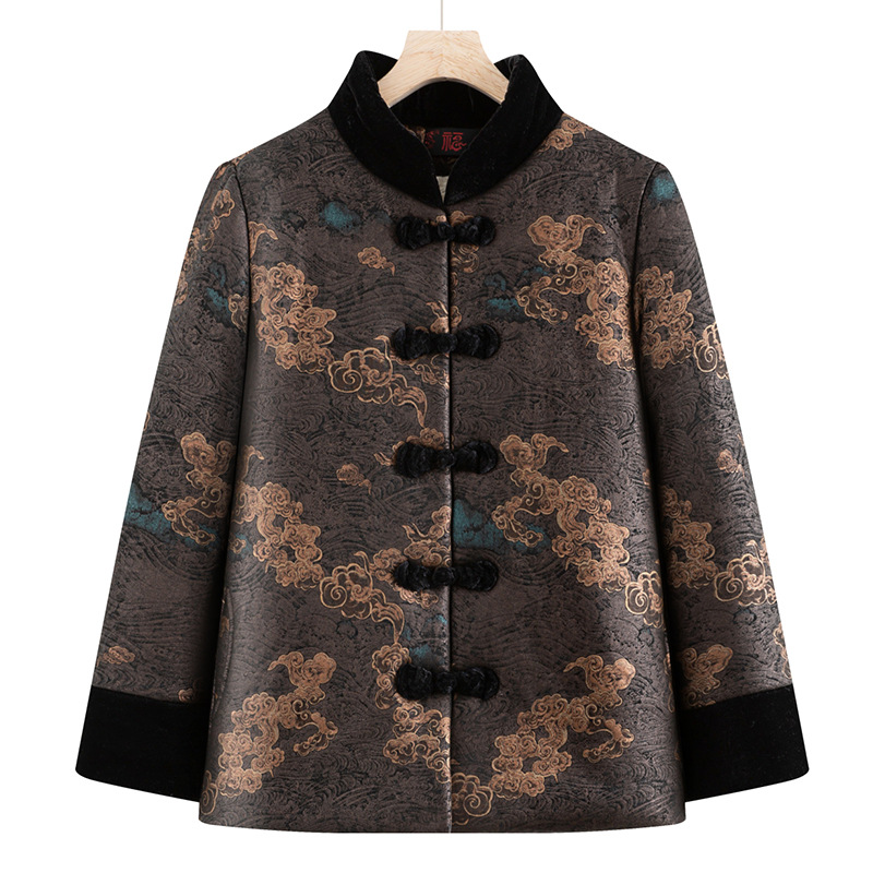 奶奶加绒加厚唐装棉衣老太太棉服外套中老年人妈妈冬装保暖棉袄